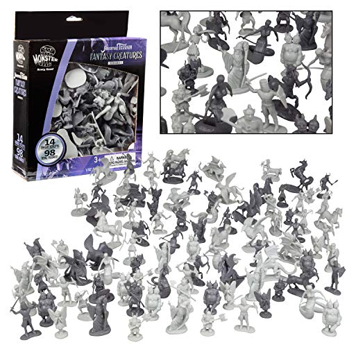 Fantasy Creatures Action Figure Playset - 90pc Monster Battle Novelty Toy Collection (Includes Dragons, Wizards, Orcs, and more) - Perfect for D & D Gaming