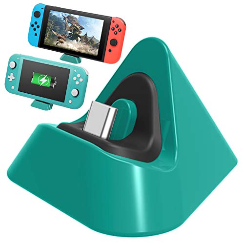 FASTSNAIL Base de carga para Nintendo Switch/Nintendo Switch Lite, Mini estación de carga para Switch/Switch Lite 2019 Triángulo soporte (verde)