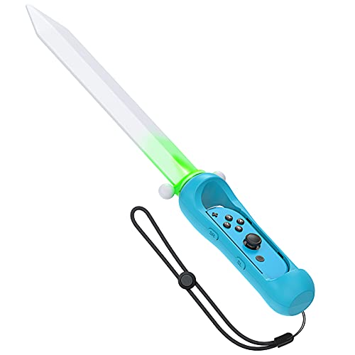 FASTSNAIL - Mango de juego compatible con The Legend of Zelda: Skyward Sword HD, mango compatible con Nintendo Switch, espada de juego iluminada por LED compatible con Joy Cons (azul)