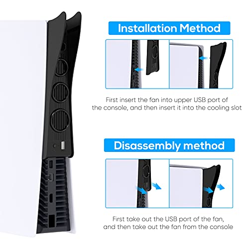 FASTSNAIL Ventilador de refrigeración para PS5, ventilador externo de triple alta velocidad con soporte para auriculares y puerto USB 3.0 para Sony Playstation 5 Disc y consola de edición digital