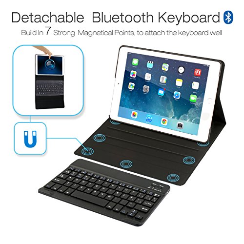 feelkaeu iPad 2018 iPad 2017 iPad Air 1(2013) iPad Air 2(2014) iPad Pro 9.7"(2016) Funda con Teclado Bluetooth, iPad Funda Protectora con Teclado Inalambrico QWERTY Español Negro