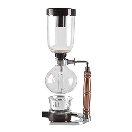 Feixunfan Cafetera con sifón Mano Café elaborado Cerveza hogar sifón Olla de Acero Inoxidable Cristal Syphon Filter Pot for 3 porciones para café y té (Color : Silver, Size : 35.4x8.2cm)