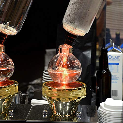 Feixunfan Cafetera con sifón Mano Café elaborado Cerveza hogar sifón Olla de Acero Inoxidable Cristal Syphon Filter Pot for 3 porciones para café y té (Color : Silver, Size : 35.4x8.2cm)