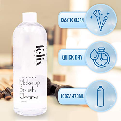 Felix Professional Makeup Brush Cleaner – Limpieza profunda de secado rápido – Ideal para limpiar y dorizar pinceles de maquillaje naturales y sintéticos (16 oz)