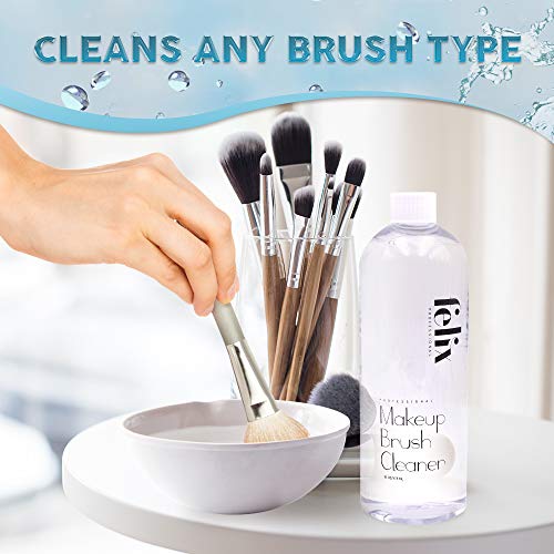 Felix Professional Makeup Brush Cleaner – Limpieza profunda de secado rápido – Ideal para limpiar y dorizar pinceles de maquillaje naturales y sintéticos (16 oz)