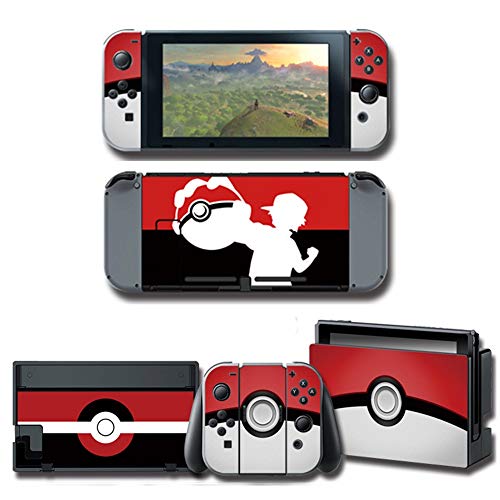 FENGLING NS Game Let's Go Eevee Pkchu Skin Protector Sticker para Nintendo Switch NS Console + Controller + Stand Holder Película Protectora Skin