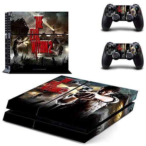 FENGLING The Evil Within 2 Ps4 Skin Sticker Decal para Playstation 4 Console y 2 Controller Skin Ps4 Sticker Accesorio de Vinilo