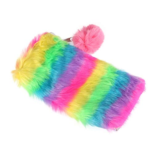 FENICAL Bolsa de bolígrafo de Felpa Caja de lápices de Arco Iris Bolsas de cosméticos portátiles Bolsa de papelería Monedero para Estudiantes (Arco Iris)