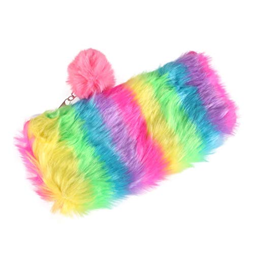 FENICAL Bolsa de bolígrafo de Felpa Caja de lápices de Arco Iris Bolsas de cosméticos portátiles Bolsa de papelería Monedero para Estudiantes (Arco Iris)