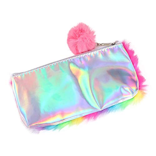 FENICAL Bolsa de bolígrafo de Felpa Caja de lápices de Arco Iris Bolsas de cosméticos portátiles Bolsa de papelería Monedero para Estudiantes (Arco Iris)