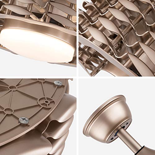 Fetcoi Ventilador de techo LED de 22 pulgadas, con iluminación, lámpara de techo para velocidad ajustable, ventilador de techo con mando a distancia