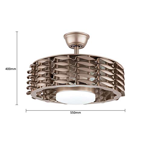 Fetcoi Ventilador de techo LED de 22 pulgadas, con iluminación, lámpara de techo para velocidad ajustable, ventilador de techo con mando a distancia