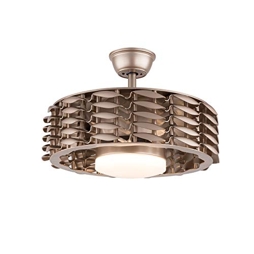 Fetcoi Ventilador de techo LED de 22 pulgadas, con iluminación, lámpara de techo para velocidad ajustable, ventilador de techo con mando a distancia