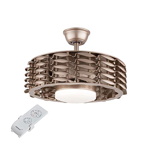 Fetcoi Ventilador de techo LED de 22 pulgadas, con iluminación, lámpara de techo para velocidad ajustable, ventilador de techo con mando a distancia