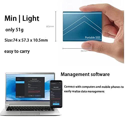 Fhdisfnsk SSD Externo Portátil 1 TB 2 TB 4 TB 6 TB 8 TB Tipo-C Unidad De Estado Sólido USB 3.1 Disco Duro Externo 540 M/S para Windows 10, 8, 7, Vista, XP/Mac OS 10.4, Linux, Android