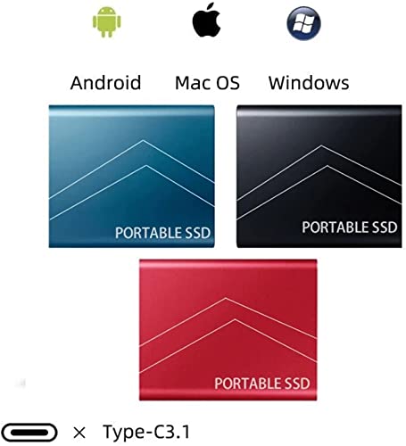 Fhdisfnsk SSD Externo Portátil 1 TB 2 TB 4 TB 6 TB 8 TB Tipo-C Unidad De Estado Sólido USB 3.1 Disco Duro Externo 540 M/S para Windows 10, 8, 7, Vista, XP/Mac OS 10.4, Linux, Android