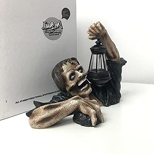 Figura zombia de jardín de resina pintada a mano Lámpara de mantenimiento escultura de resina de muertes vivas, Estatua de jardín, decoración de Halloween, decoración exterior de arte