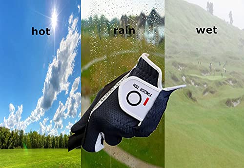 Finger Ten - Guante de golf para la mano izquierda, para hombre, buen agarre en mojado, cómodo, 6 unidades, color gris, tamaño X/Large- Pack of 6