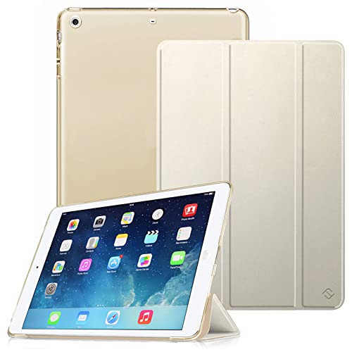 Fintie Funda para iPad Air (2013)/iPad Air 2 (2014) - Trasera Transparente Mate Carcasa Ligera con Función de Soporte y Auto-Reposo/Activación, Oro Champán