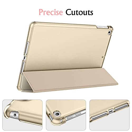 Fintie Funda para iPad Air (2013)/iPad Air 2 (2014) - Trasera Transparente Mate Carcasa Ligera con Función de Soporte y Auto-Reposo/Activación, Oro Champán
