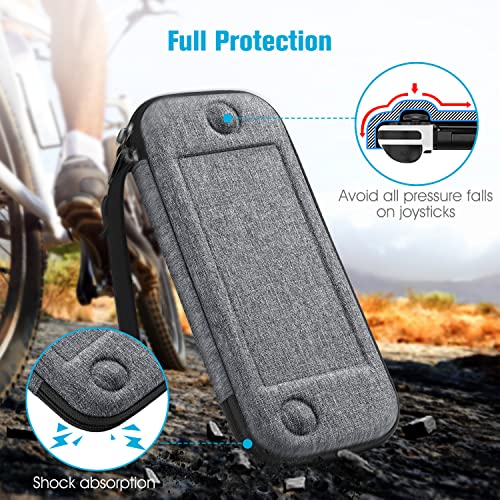 Fintie Funda Portátil Compatible con Nintendo Switch/Switch OLED (2021) - [Súper Fina] Estuche Dura Antichoque con 10 Ranuras para Tarjetas y Correa de Mano para Joy-con, Gris
