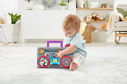 Fisher-Price Ríe y Aprende Radiocasete de juguete con sonidos, regalo para bebés +6 meses (Mattel GYB98)
