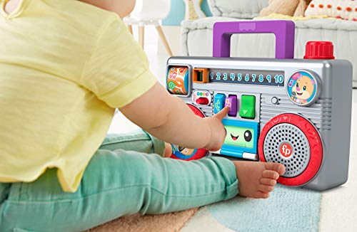Fisher-Price Ríe y Aprende Radiocasete de juguete con sonidos, regalo para bebés +6 meses (Mattel GYB98)
