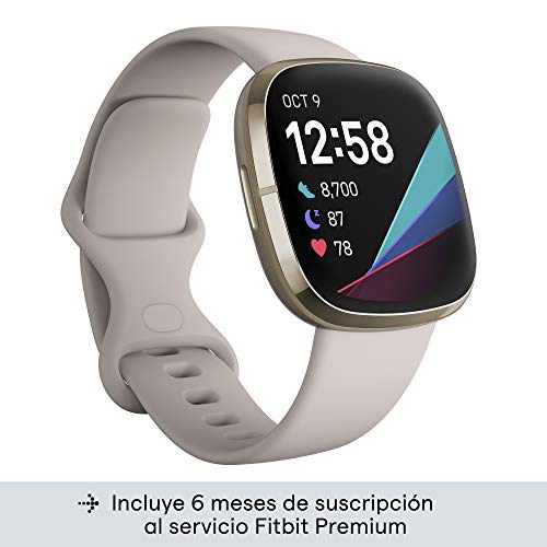 Fitbit Sense - Smartwatch avanzado de salud con herramientas avanzadas de la salud del corazón, gestión del estrés y tendencias de temperatura cutánea, Acero inoxidable dorado con Alexa integrada
