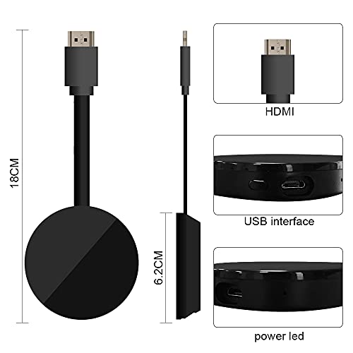 FITOYA Aparato para la conexión de, WiFi inalámbrico 1080P Mini Aparato Receptor HDMI TV Miracast DLNA Airplay para iOS/Android/Mac
