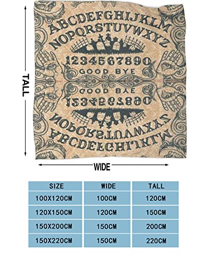 Fleece Throw Blanket Vintage Witch Ouija Board Calaveras Crossbones Franela Ligero Manta Suave Linda para sofá Silla Cama Oficina 100X130cm