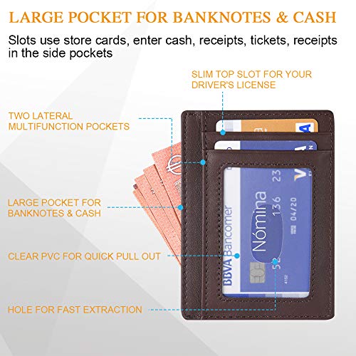 flintronic ® Tarjetas de Crédito Slim Moda RFID Bloqueo Monedero de Cuero, Mini Billetera para Cartera ID,Tarjetero Crédito Licencia de Conducir Cartera Hombre