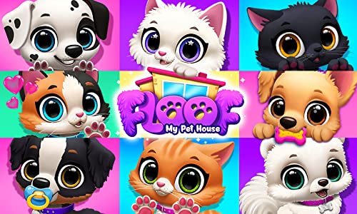 FLOOF - Mi casa de mascotas - Juegos de perros y gatos adorables - ¡Juegos de cuidado animal, de rompecabezas, de memoria, de cocina y de vestir para niños y niñas!