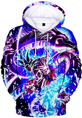 FLYCHEN Sudadera con Capucha para Niños Impreso en 3D Arte Animado Joven Pullover - Luz Negra - XXS