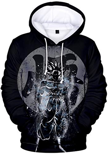 FLYCHEN Sudadera con Capucha para Niños Impreso en 3D Arte Animado Joven Pullover - Wu Negro - S
