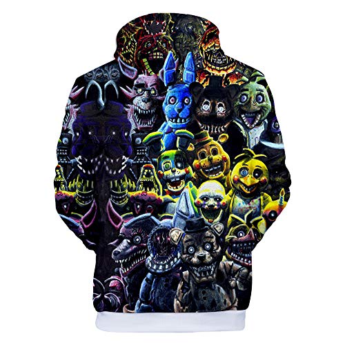 FNAF - Sudadera con capucha para niños y adultos, estampado en 3D, diseño de cinco noches en Freddys, Tipo 3, 140-146
