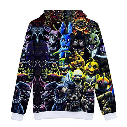 FNAF - Sudadera con capucha para niños y adultos, estampado en 3D, diseño de cinco noches en Freddys, Tipo 3, 140-146