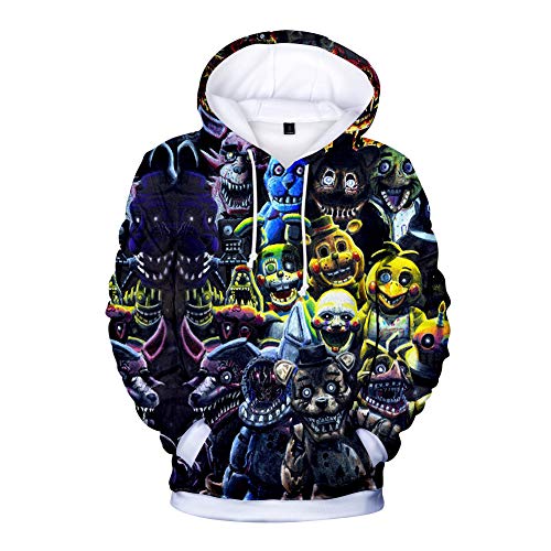 FNAF - Sudadera con capucha para niños y adultos, estampado en 3D, diseño de cinco noches en Freddys, Tipo 3, 140-146