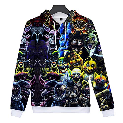 FNAF - Sudadera con capucha para niños y adultos, estampado en 3D, diseño de cinco noches en Freddys, Tipo 3, 140-146