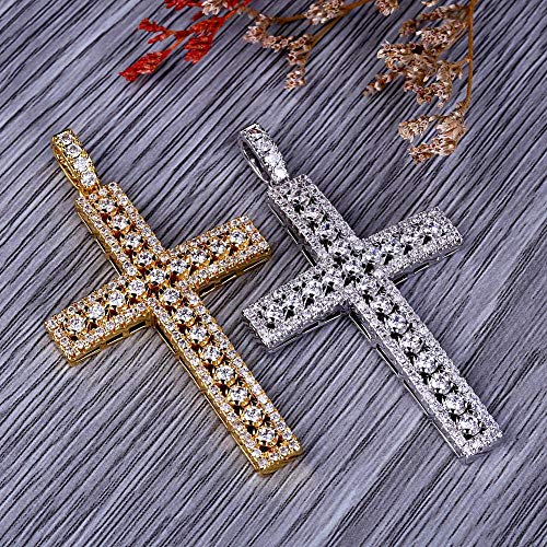 Focisa Collar Colgante Cadena Collares Hombre Mujer Necklace Jewelry Hip Hop Rock Hombre Mujer Collar De Joyería Color Dorado/Plateado Iced out Micro Pave Cubic Zircon Cruz Colgante Collares Cuba