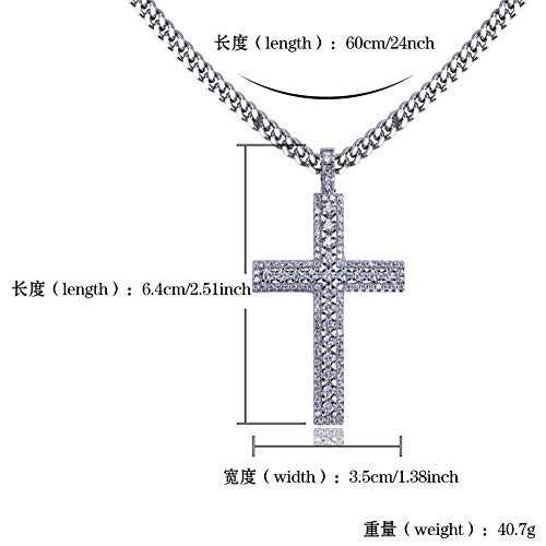 Focisa Collar Colgante Cadena Collares Hombre Mujer Necklace Jewelry Hip Hop Rock Hombre Mujer Collar De Joyería Color Dorado/Plateado Iced out Micro Pave Cubic Zircon Cruz Colgante Collares Cuba