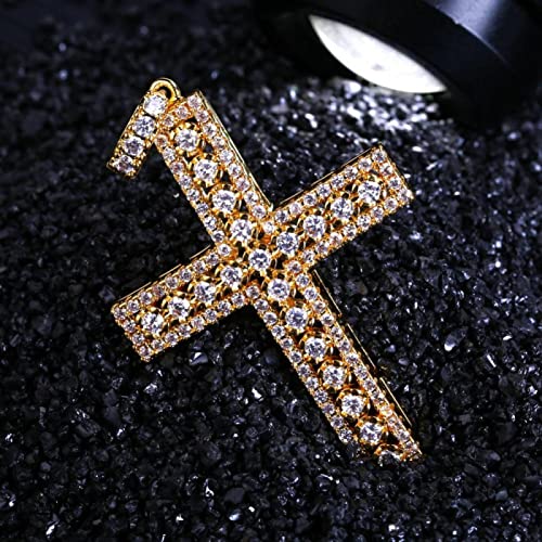 Focisa Collar Colgante Cadena Collares Hombre Mujer Necklace Jewelry Hip Hop Rock Hombre Mujer Collar De Joyería Color Dorado/Plateado Iced out Micro Pave Cubic Zircon Cruz Colgante Collares Cuba