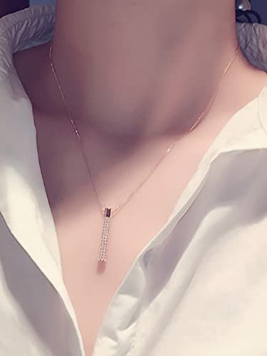 Focisa Collar Colgante Cadena Collares Hombre Mujer Necklace Jewelry Nuevo Collar con Colgante Geométrico Dorado Exquisito A La Moda para Mujer, Collar De Circonita con Incrustaciones De Pavé, Rega