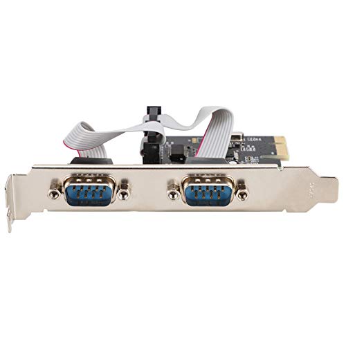 FOLOSAFENAR PCI-E a Tarjeta de Puerto Serial Dual, Tarjeta de Expansión Serial PCIe de 2 Puertos PCI-E a Serial FIFO de 9 Pines de un Carril para Aplicaciones POS Y ATM