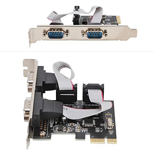 FOLOSAFENAR PCI-E a Tarjeta de Puerto Serial Dual, Tarjeta de Expansión Serial PCIe de 2 Puertos PCI-E a Serial FIFO de 9 Pines de un Carril para Aplicaciones POS Y ATM