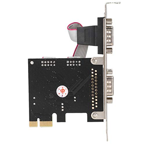FOLOSAFENAR PCI-E a Tarjeta de Puerto Serial Dual, Tarjeta de Expansión Serial PCIe de 2 Puertos PCI-E a Serial FIFO de 9 Pines de un Carril para Aplicaciones POS Y ATM