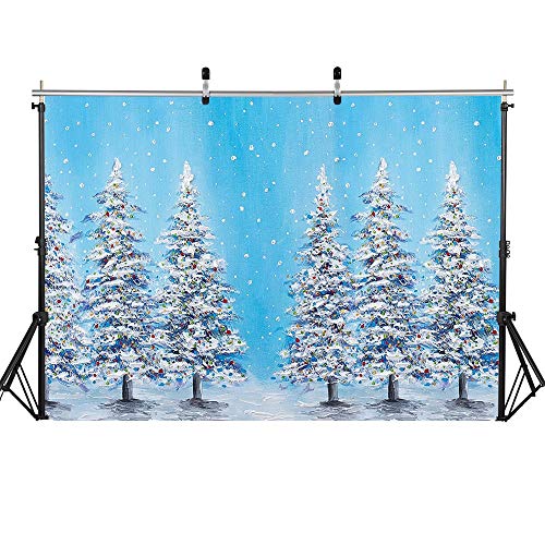 Fondo de fotografía Navidad Nieve Árboles de Navidad Campo de Nieve Telón de Fondo Bosque de Invierno Cumpleaños Sesión fotográfica artística A19 5x3ft / 1.5x1m