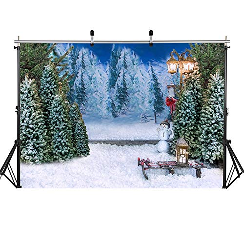 Fondo de fotografía Navidad Nieve Árboles de Navidad Campo de Nieve Telón de Fondo Bosque de Invierno Cumpleaños Sesión fotográfica artística A19 5x3ft / 1.5x1m
