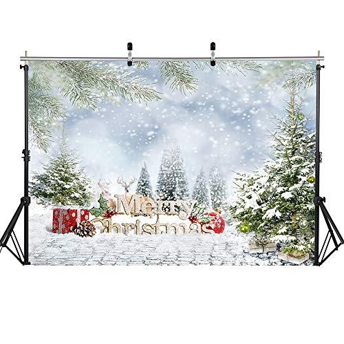 Fondo de fotografía Navidad Nieve Árboles de Navidad Campo de Nieve Telón de Fondo Bosque de Invierno Cumpleaños Sesión fotográfica artística A19 5x3ft / 1.5x1m