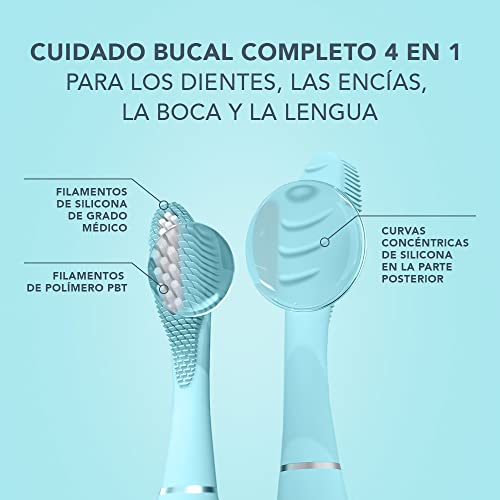 FOREO ISSA 3 Cepillo de dientes sónico, recargable y ultra higiénico con silicona y polímero PBT, cabezal remplazable cada 6 meses, 16 intensidades, 365 días de carga USB, Mint
