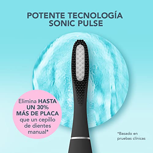 FOREO ISSA 3 Cepillo de dientes sónico, recargable y ultra higiénico con silicona y polímero PBT, cabezal remplazable cada 6 meses, 16 intensidades, 365 días de carga USB,Black